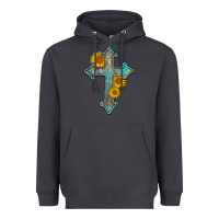 Smoke turquoise sunflower cross Heavyweight Hoodie - AdoDesignShop