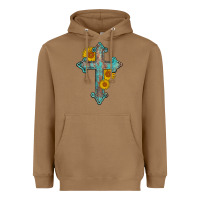 Toasted Coconut turquoise sunflower cross Heavyweight Hoodie - AdoDesignShop