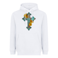 White turquoise sunflower cross Heavyweight Hoodie - AdoDesignShop