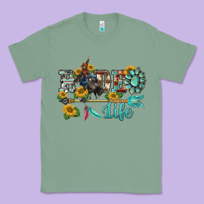 Western Rodeo Bullfighter  Life Turquoise's Gemstones Arrow Sunflowers Classic Tee Designed By Barkaloodesign