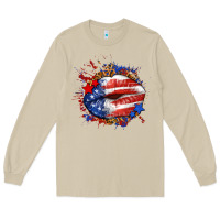 Mushroom Leopard American flag lips Long Sleeve Tee - Neo Western