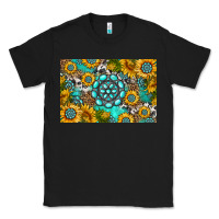 Black western turquoise and sunflowers skinny metal can holder Classic Tee - HRA Design Shop
