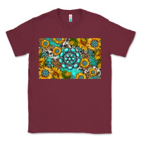Burgundy western turquoise and sunflowers skinny metal can holder Classic Tee - HRA Design Shop