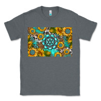 Charcoal Heather western turquoise and sunflowers skinny metal can holder Classic Tee - HRA Design Shop