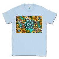 Dusty Blue western turquoise and sunflowers skinny metal can holder Classic Tee - HRA Design Shop