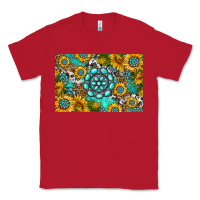 Red western turquoise and sunflowers skinny metal can holder Classic Tee - HRA Design Shop