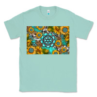 Seafoam western turquoise and sunflowers skinny metal can holder Classic Tee - HRA Design Shop