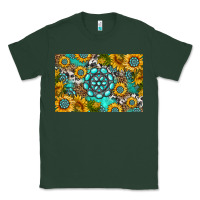 Sports Green western turquoise and sunflowers skinny metal can holder Classic Tee - HRA Design Shop