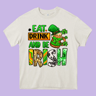 Eat Drink And Be Irish St. Patrick's Heavy Core Tee Designed By Lillyallendesigns
