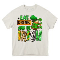 Cream Eat drink and be Irish St. Patrick's Heavy Core Tee - LillyAllenDesigns