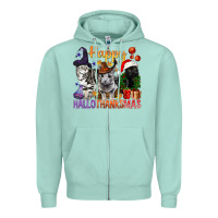 Seafoam Happy Hallothanksmas Cats Zipper Hoodie - BundleAndBundleShop