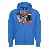 True Royal Happy Hallothanksmas Cats Zipper Hoodie - BundleAndBundleShop