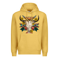 Antique Gold aztec western bull skull Premium Hoodie - NancyCooperArtShop
