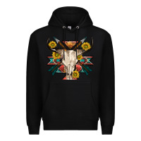 Black aztec western bull skull Premium Hoodie - NancyCooperArtShop