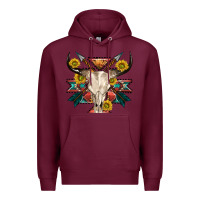 Burgundy aztec western bull skull Premium Hoodie - NancyCooperArtShop