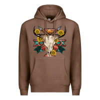 Chestnut aztec western bull skull Premium Hoodie - NancyCooperArtShop