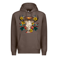 Coffee aztec western bull skull Premium Hoodie - NancyCooperArtShop