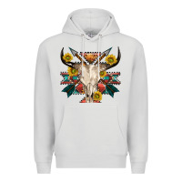 Dove Grey aztec western bull skull Premium Hoodie - NancyCooperArtShop