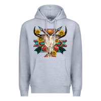 Heather Grey aztec western bull skull Premium Hoodie - NancyCooperArtShop