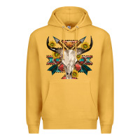 Mustard aztec western bull skull Premium Hoodie - NancyCooperArtShop