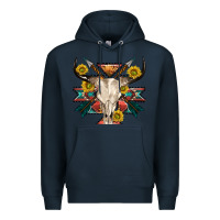 Navy aztec western bull skull Premium Hoodie - NancyCooperArtShop
