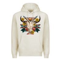 Oatmeal Heather aztec western bull skull Premium Hoodie - NancyCooperArtShop