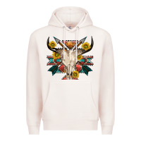 Pale Pink aztec western bull skull Premium Hoodie - NancyCooperArtShop
