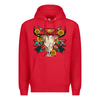 Red aztec western bull skull Premium Hoodie - NancyCooperArtShop