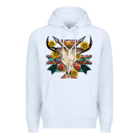 White aztec western bull skull Premium Hoodie - NancyCooperArtShop