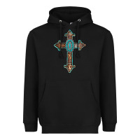 Black turquoise cross Heavyweight Hoodie - AdoDesignShop