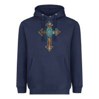 Navy turquoise cross Heavyweight Hoodie - AdoDesignShop