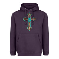 Plum turquoise cross Heavyweight Hoodie - AdoDesignShop