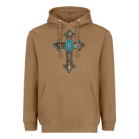 Toasted Coconut turquoise cross Heavyweight Hoodie - AdoDesignShop