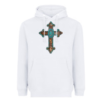 White turquoise cross Heavyweight Hoodie - AdoDesignShop