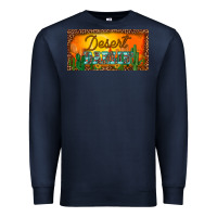 Navy western desert darlin sunset cactus leopard serape   license plate tem Premium Sweatshirt - BarkalooDesign