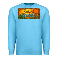 Ocean Blue western desert darlin sunset cactus leopard serape   license plate tem Premium Sweatshirt - BarkalooDesign