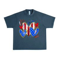 Midnight Navy 4th of july hearts Urban Heavy Tee - texasbilliewilder