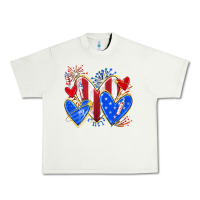 Pistachio 4th of july hearts Urban Heavy Tee - texasbilliewilder