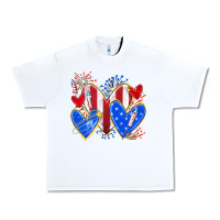 White 4th of july hearts Urban Heavy Tee - texasbilliewilder
