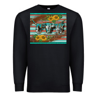 Black western cow serape leopard sunflowers mousepad Premium Sweatshirt - BarkalooDesign