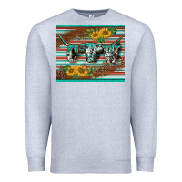 Heather Grey western cow serape leopard sunflowers mousepad Premium Sweatshirt - BarkalooDesign