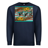 Navy western cow serape leopard sunflowers mousepad Premium Sweatshirt - BarkalooDesign