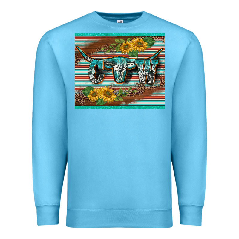 Western Cow Serape Leopard Sunflowers Mousepad Premium Sweatshirt by BarkalooDesign | Teevron