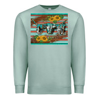Seafoam western cow serape leopard sunflowers mousepad Premium Sweatshirt - BarkalooDesign