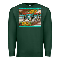 Sports Green western cow serape leopard sunflowers mousepad Premium Sweatshirt - BarkalooDesign