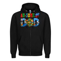 Black ausome autism dad Zipper Hoodie - AdoDesignShop