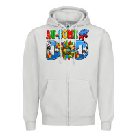Dove Grey ausome autism dad Zipper Hoodie - AdoDesignShop