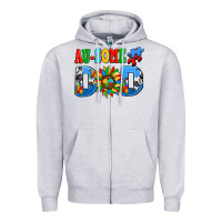 Heather Grey ausome autism dad Zipper Hoodie - AdoDesignShop
