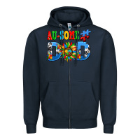 Navy ausome autism dad Zipper Hoodie - AdoDesignShop