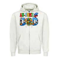 Oatmeal Heather ausome autism dad Zipper Hoodie - AdoDesignShop
